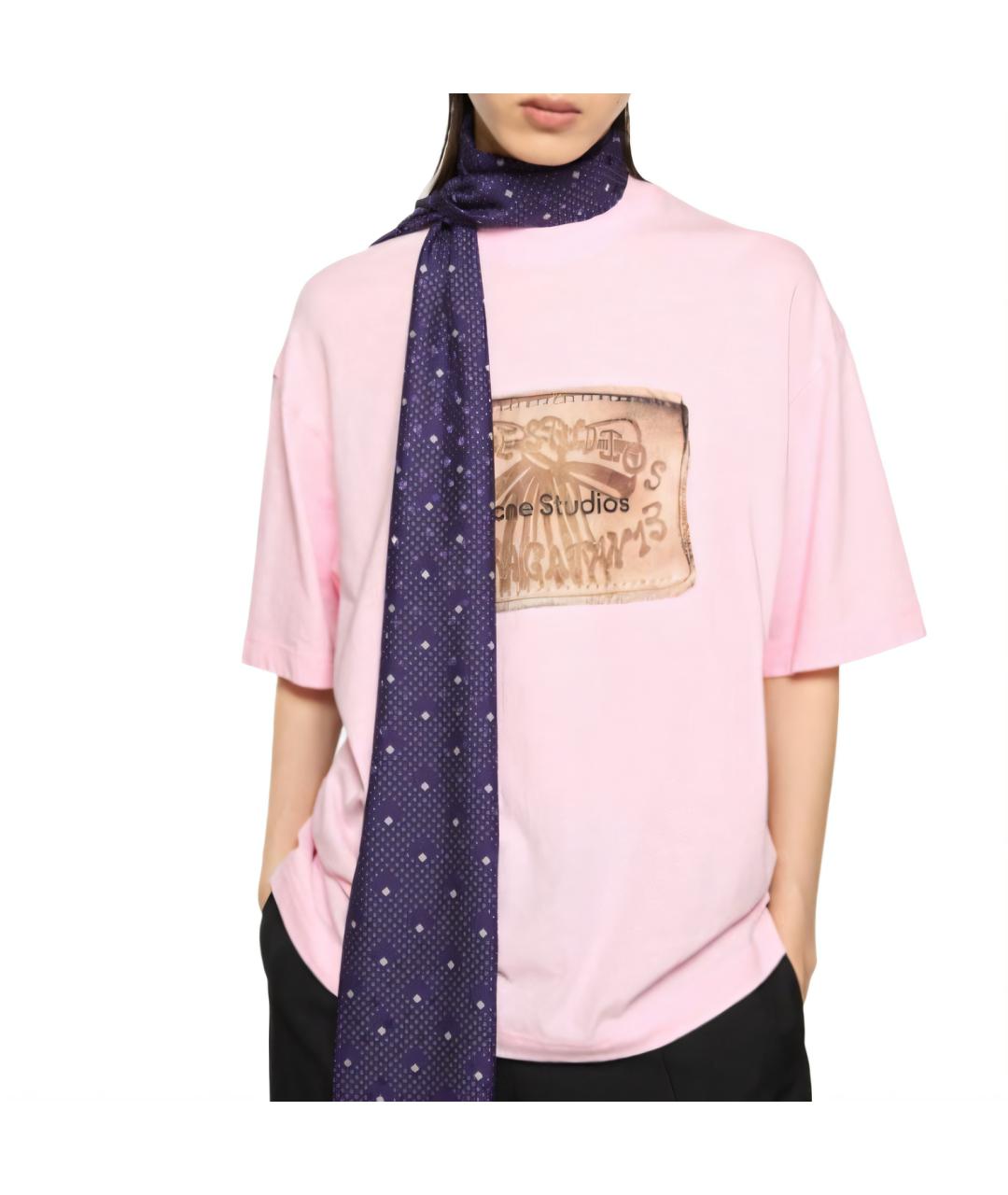 ACNE STUDIOS Розовая хлопковая футболка, фото 3