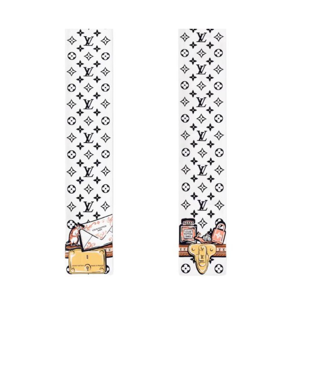 LOUIS VUITTON Белый шелковый шарф, фото 3