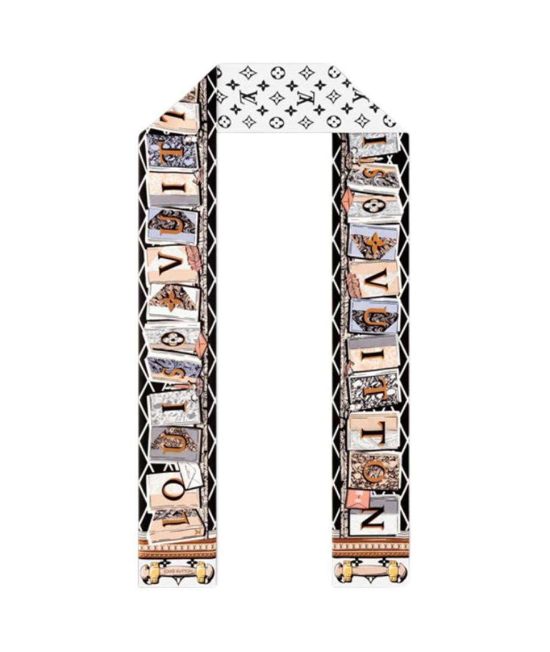 LOUIS VUITTON Белый шелковый шарф, фото 2