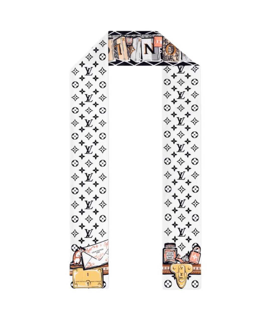 LOUIS VUITTON Белый шелковый шарф, фото 1