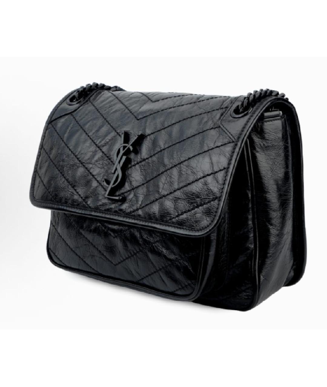 SAINT LAURENT Черная кожаная сумка через плечо, фото 4