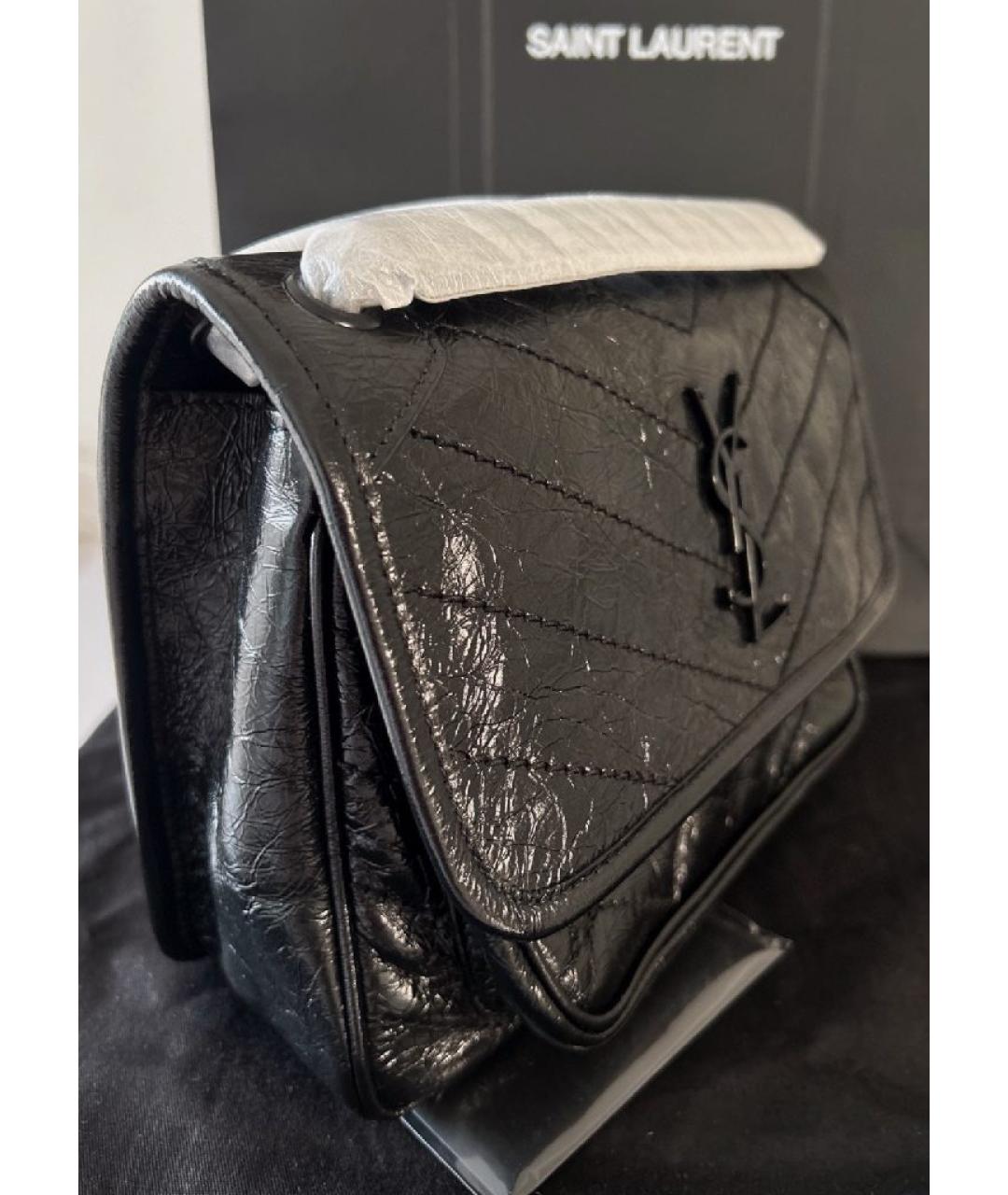 SAINT LAURENT Черная кожаная сумка через плечо, фото 5