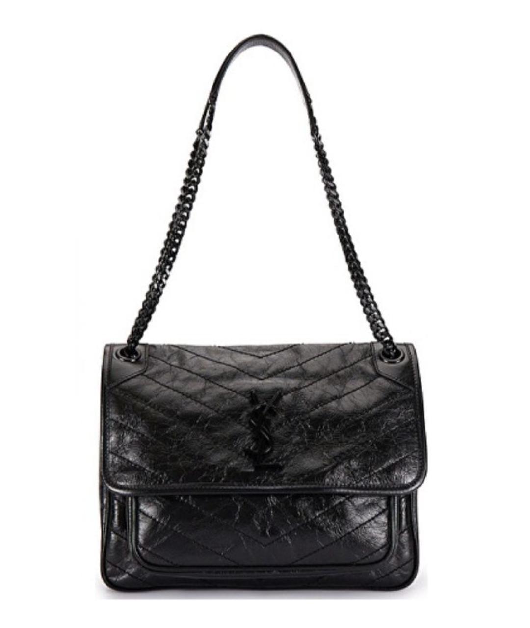 SAINT LAURENT Черная кожаная сумка через плечо, фото 8