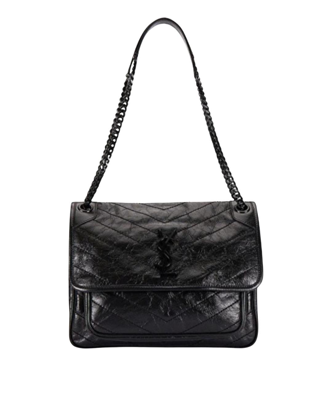 SAINT LAURENT Черная кожаная сумка через плечо, фото 1