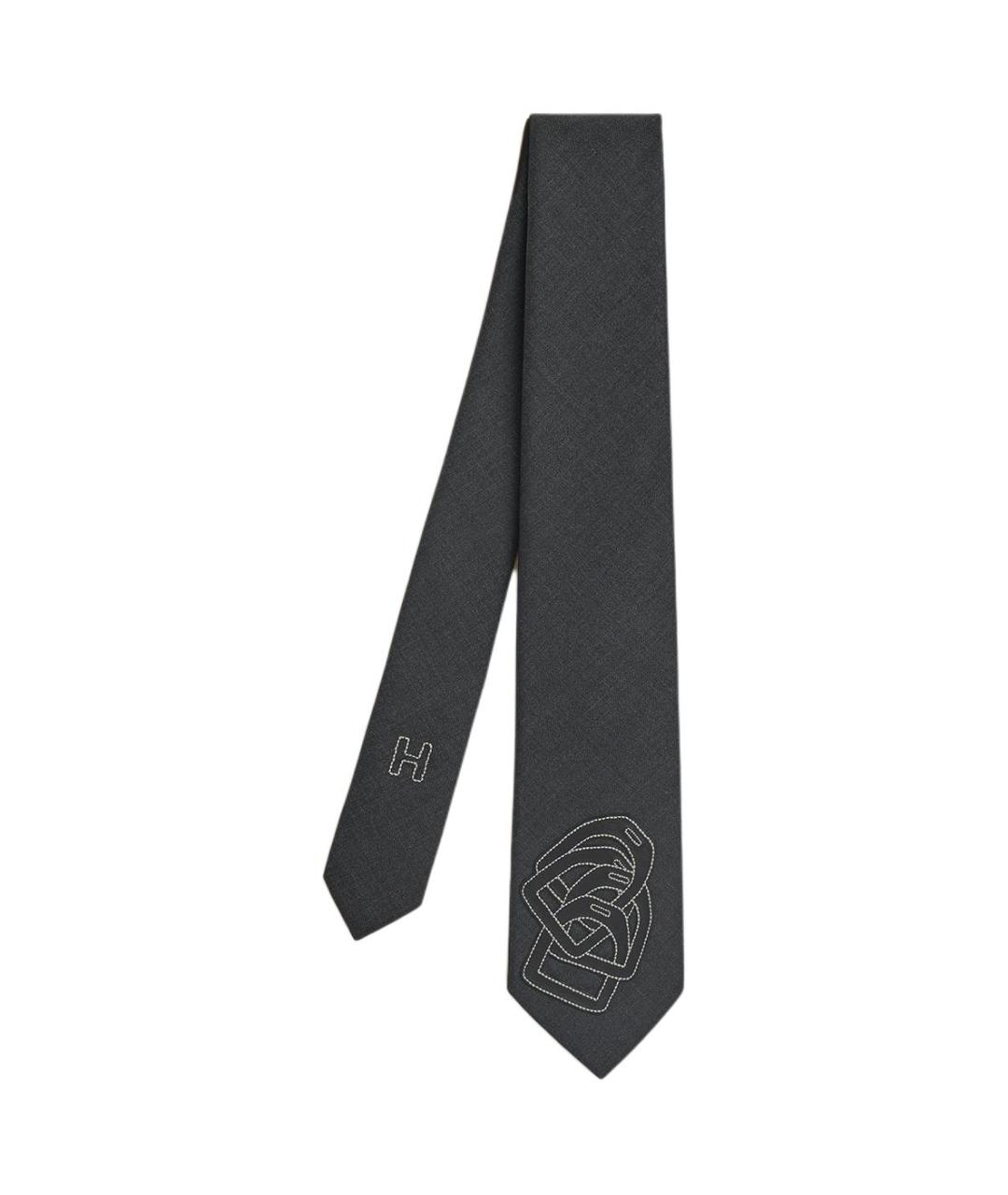 HERMES Серый шелковый галстук, фото 1