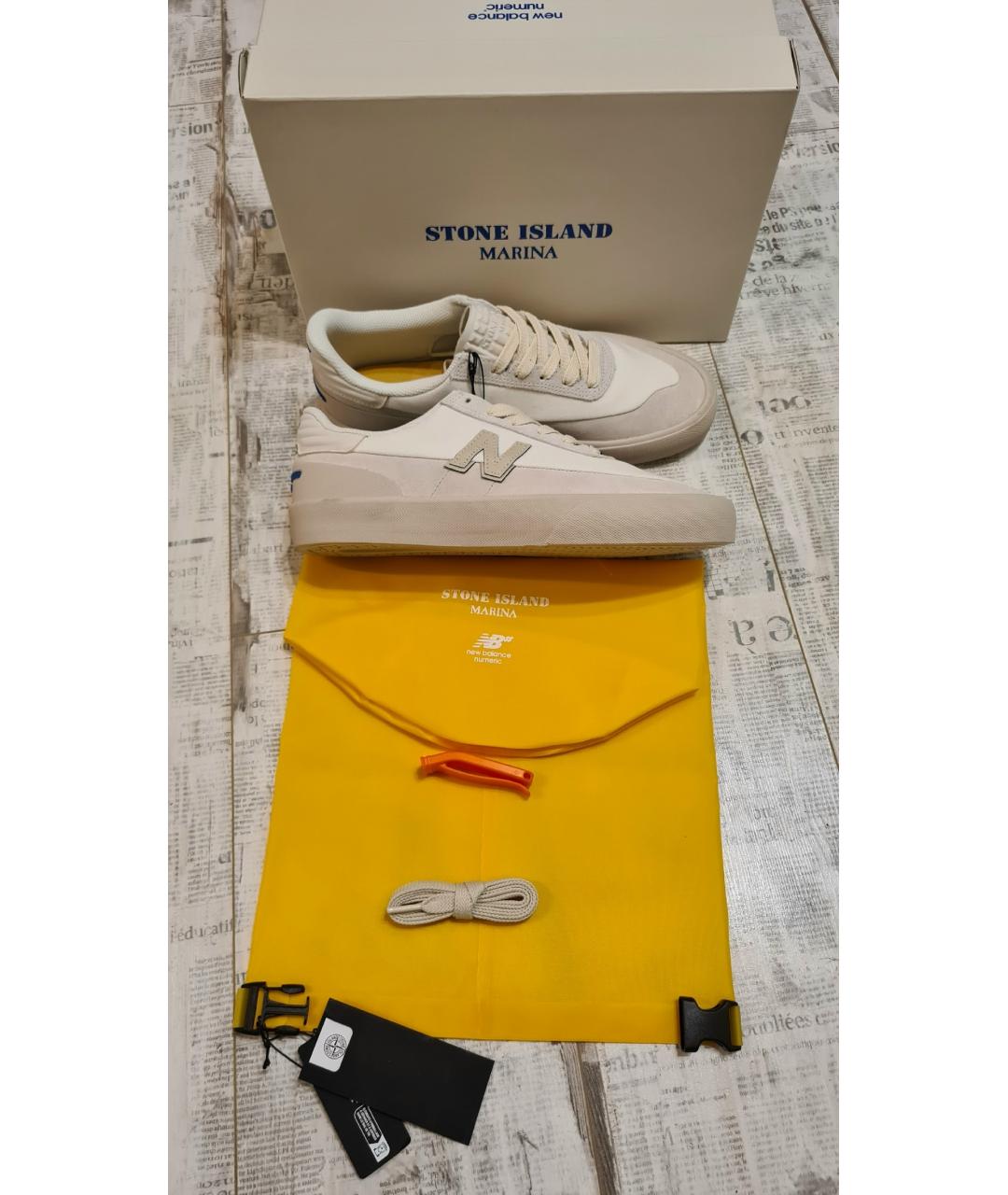 STONE ISLAND Бежевые замшевые низкие кроссовки / кеды, фото 3