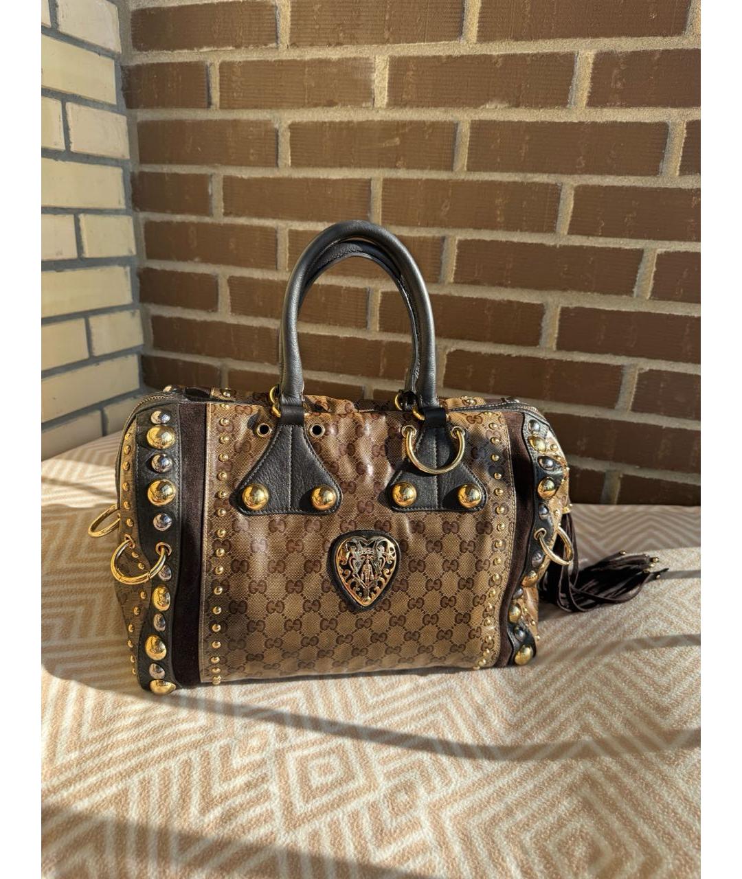 GUCCI Бежевая сумка с короткими ручками из лакированной кожи, фото 7