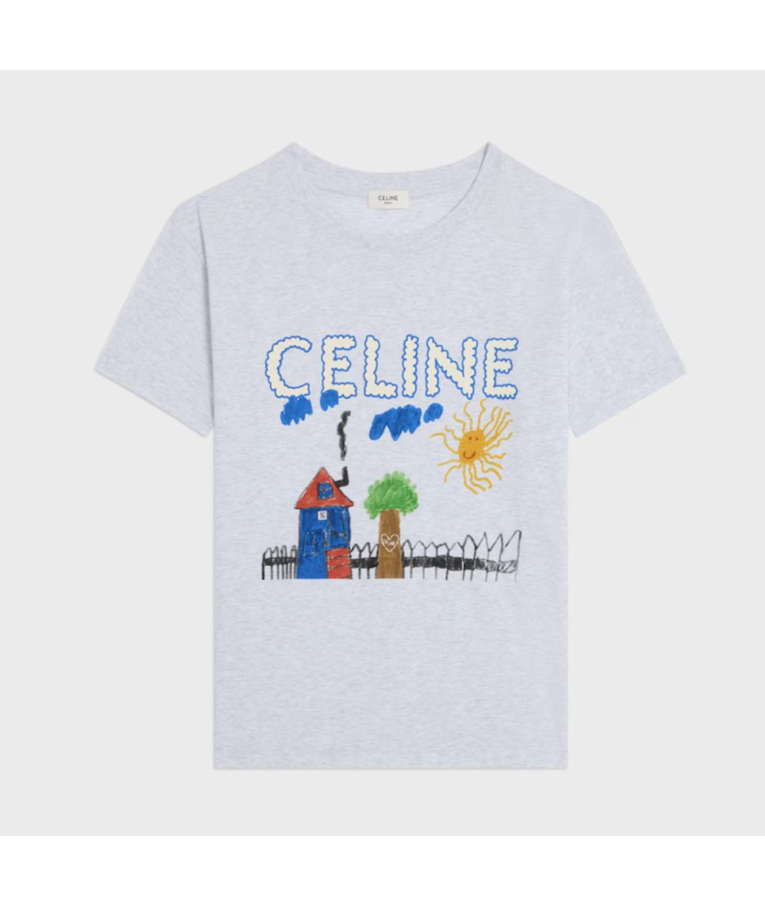 CELINE Серая хлопковая футболка, фото 4