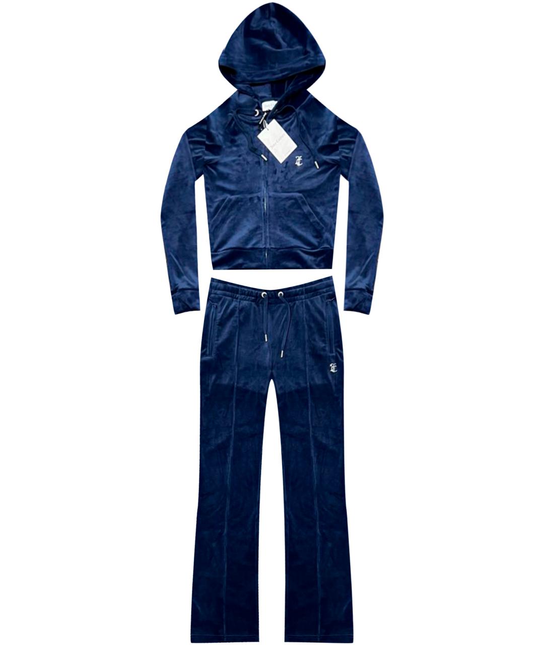 JUICY COUTURE Темно-синий велюровый костюм с брюками, фото 1