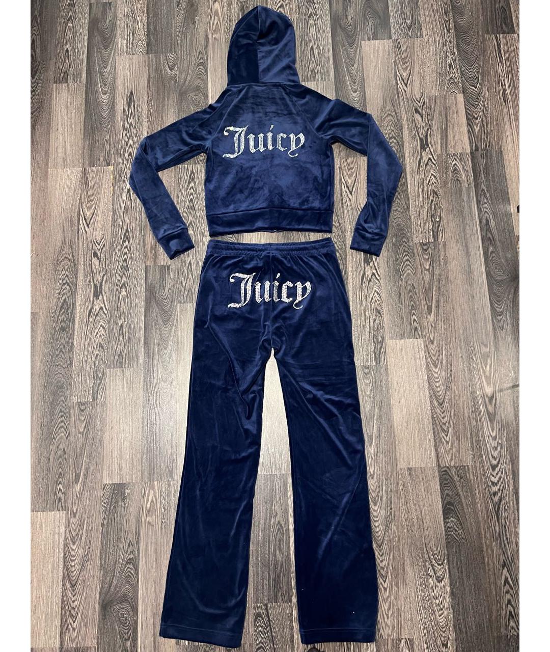 JUICY COUTURE Темно-синий велюровый костюм с брюками, фото 2