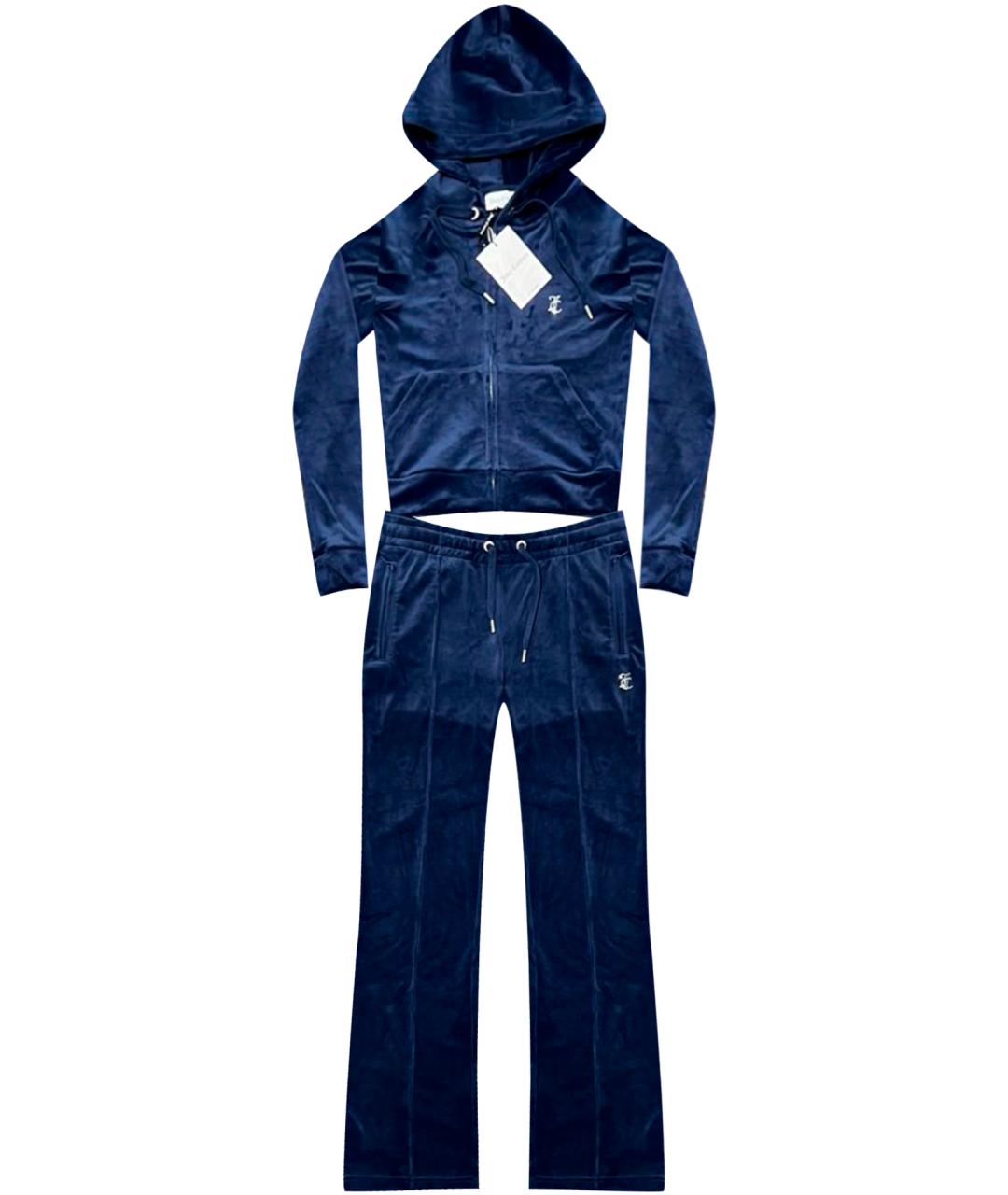 JUICY COUTURE Темно-синий велюровый костюм с брюками, фото 10