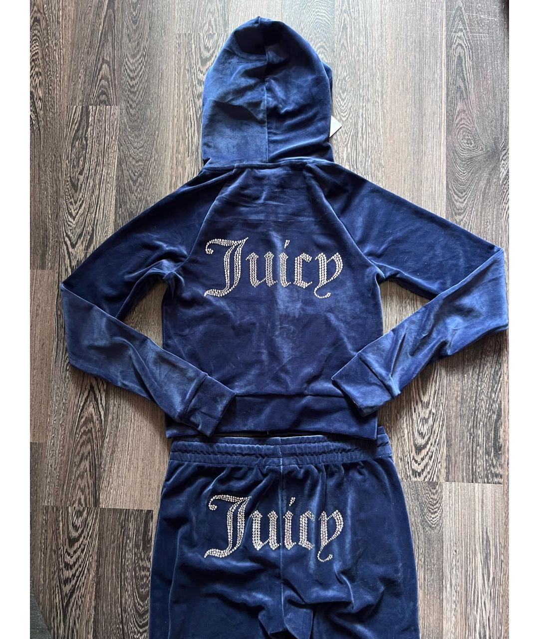JUICY COUTURE Темно-синий велюровый костюм с брюками, фото 6