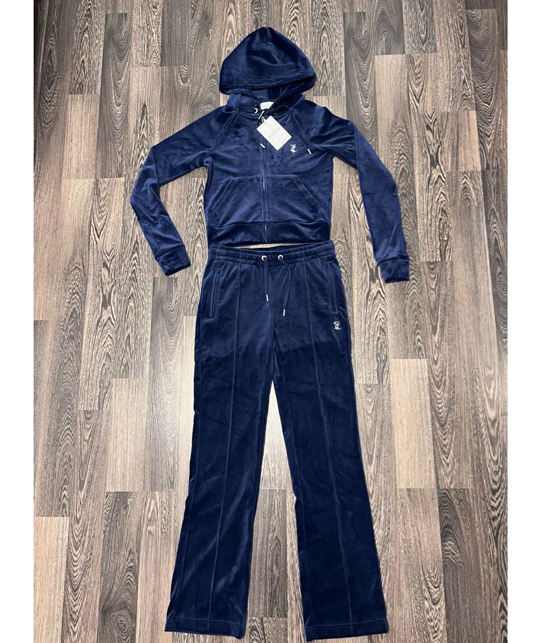 JUICY COUTURE Темно-синий велюровый костюм с брюками, фото 9