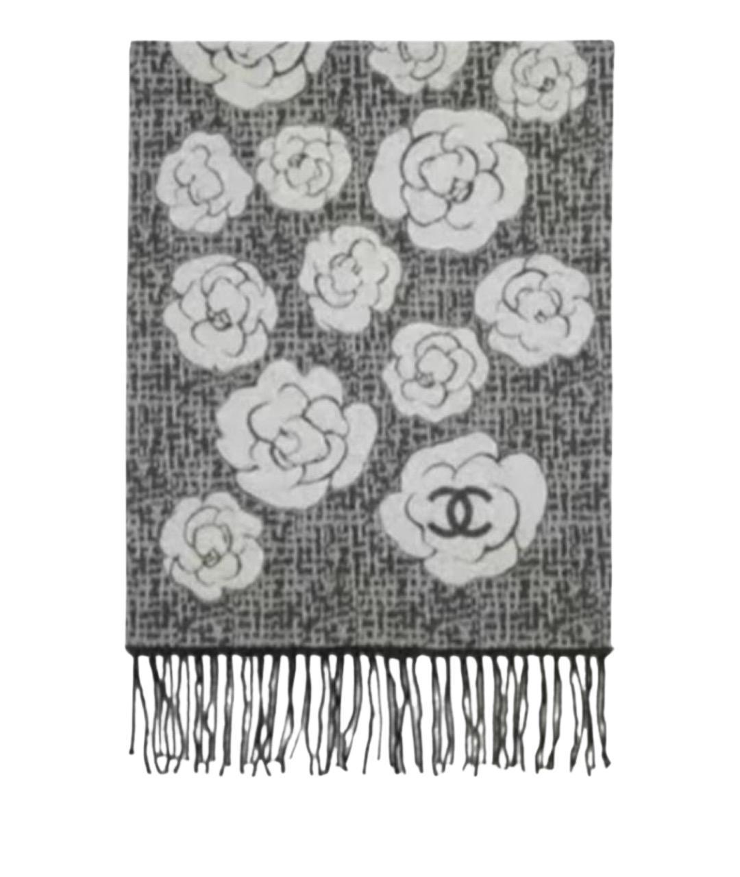 CHANEL Серый шерстяной шарф, фото 1