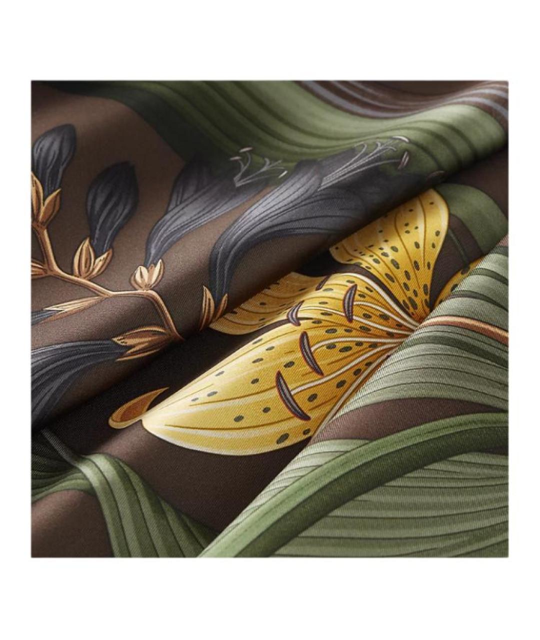 HERMES Коричневый шелковый шарф, фото 2