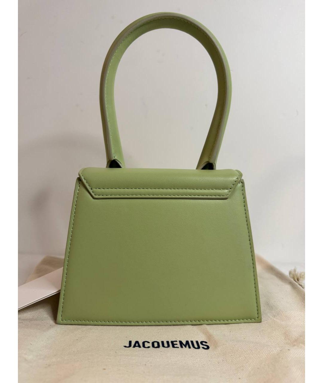 JACQUEMUS Зеленая кожаная сумка тоут, фото 3