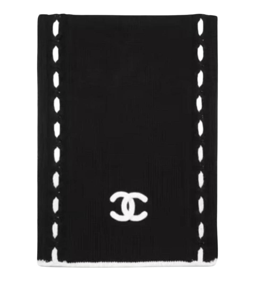 CHANEL Черный шерстяной шарф, фото 1