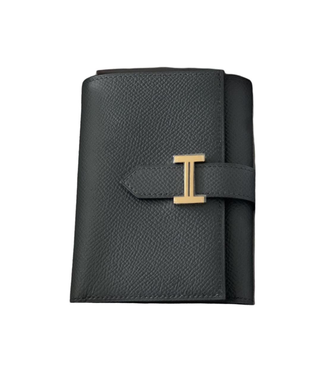 HERMES Черный кожаный кошелек, фото 1