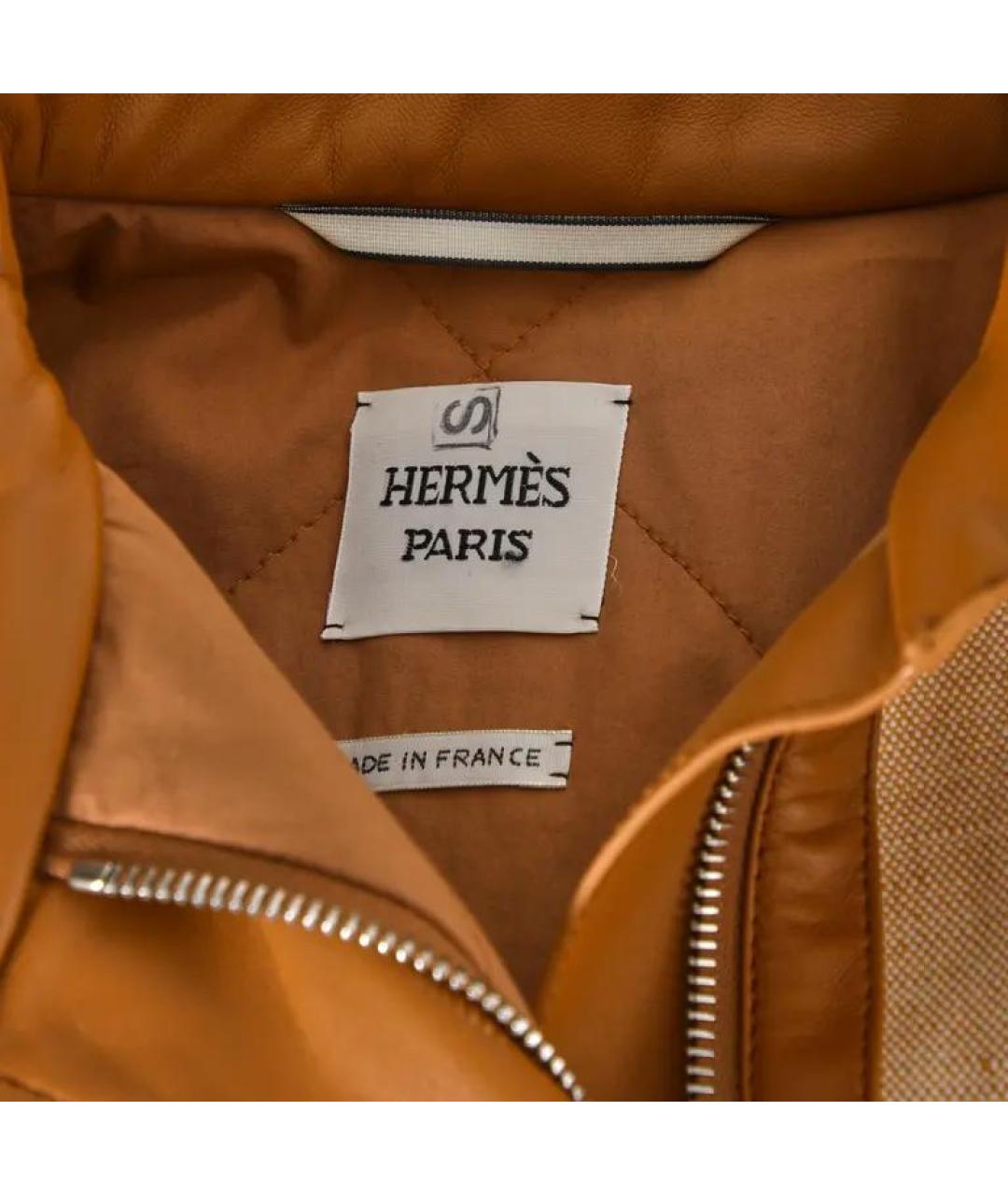 HERMES Бежевая кожаная куртка, фото 3