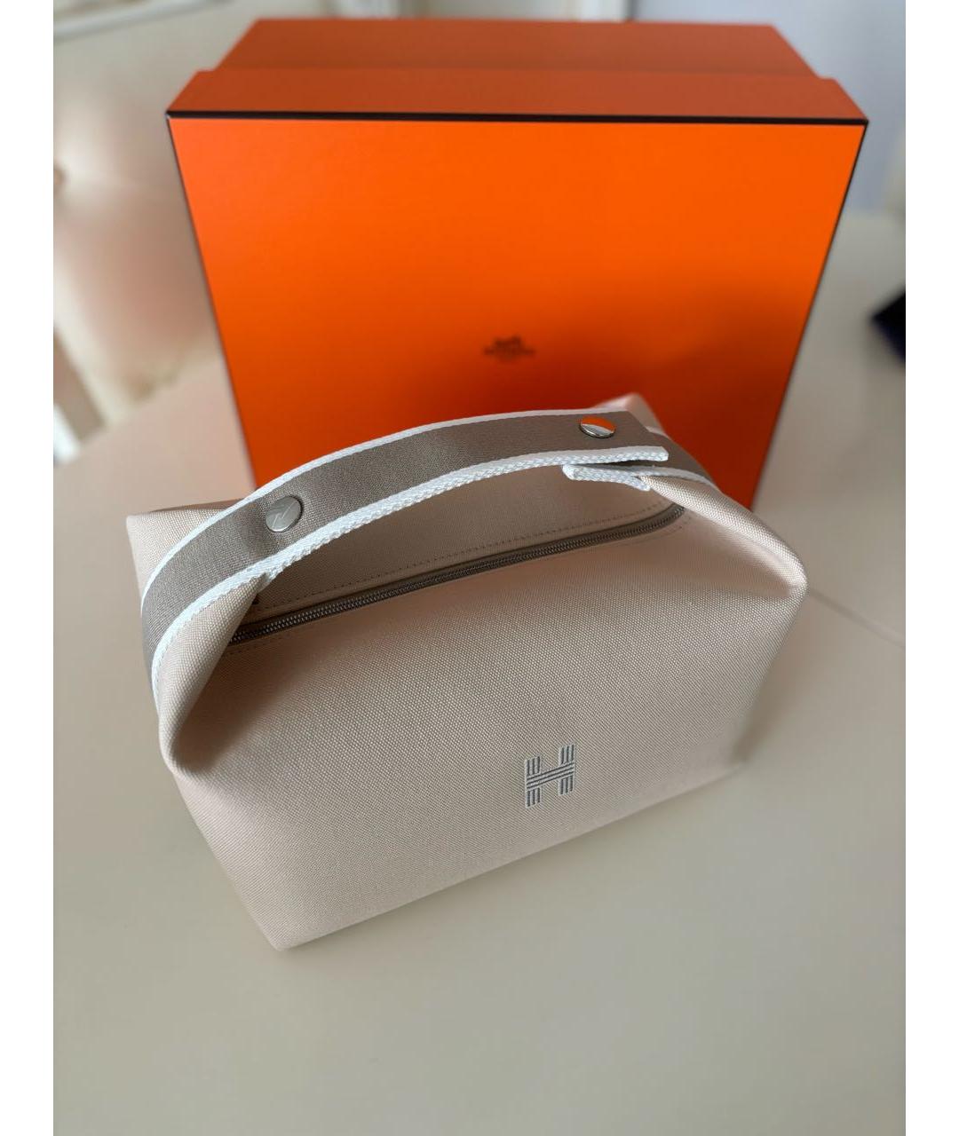 HERMES Бежевая хлопковая косметичка, фото 8