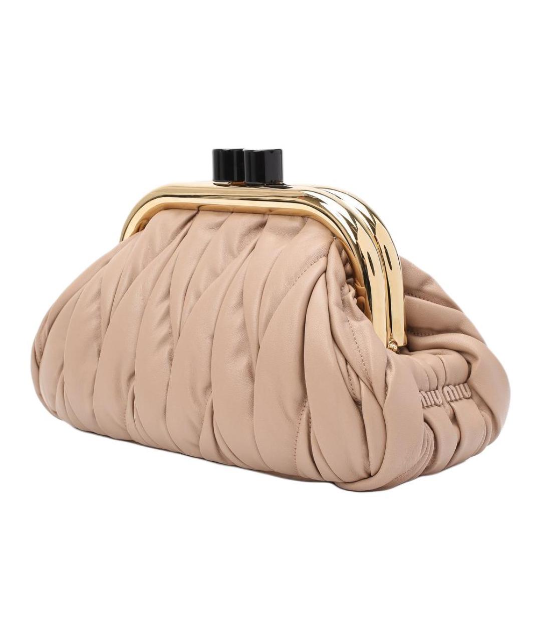 MIU MIU Бежевая кожаная сумка через плечо, фото 3
