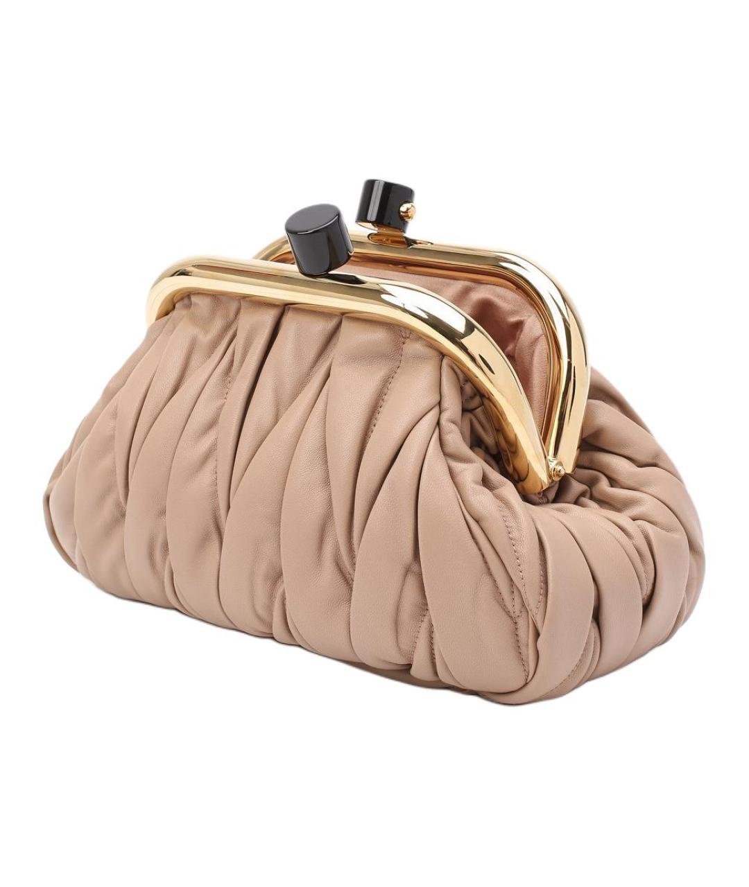 MIU MIU Бежевая кожаная сумка через плечо, фото 4