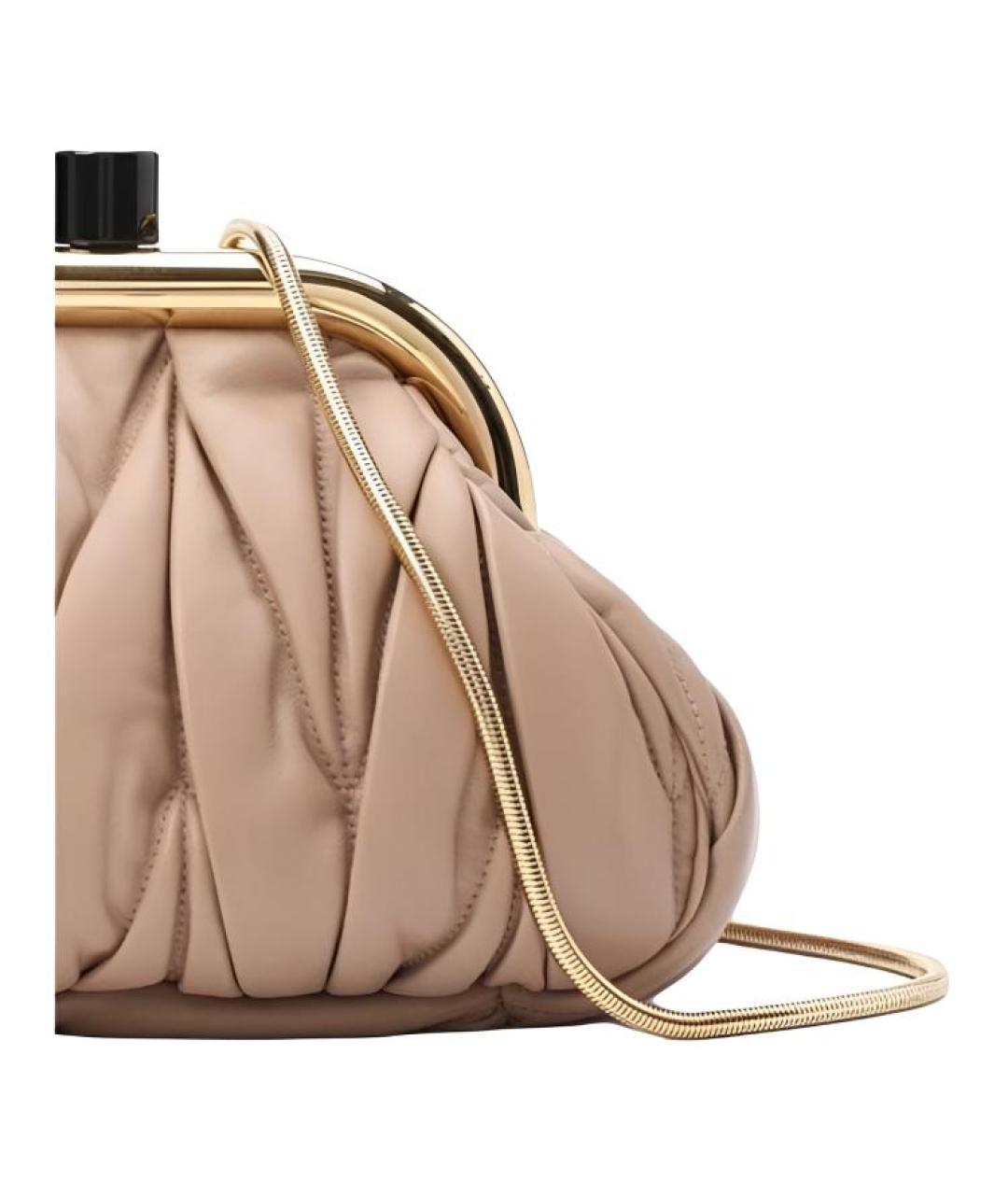 MIU MIU Бежевая кожаная сумка через плечо, фото 5