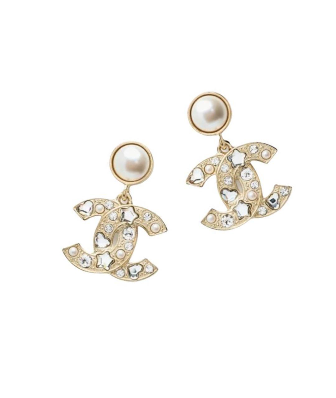 CHANEL Золотые металлические серьги, фото 2