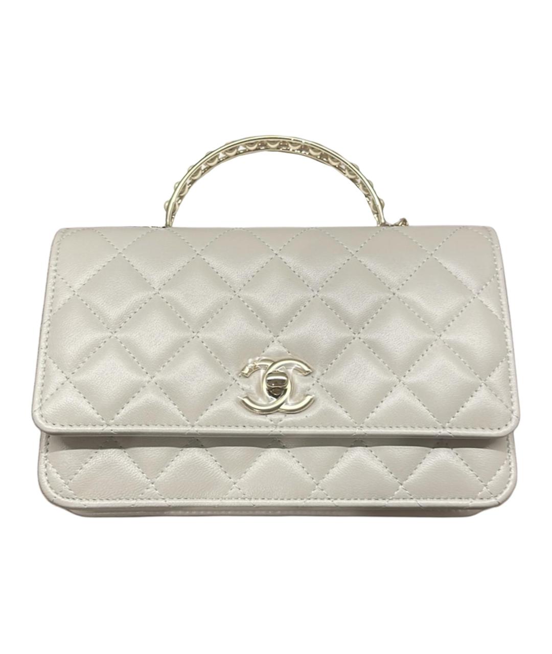 CHANEL Белая кожаная сумка через плечо, фото 1