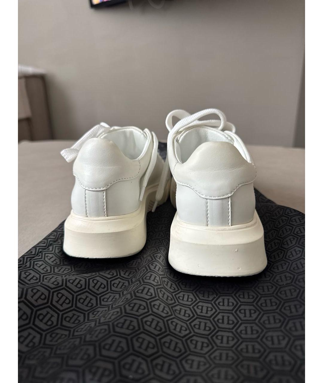 PHILIPP PLEIN Белые кожаные кеды, фото 4