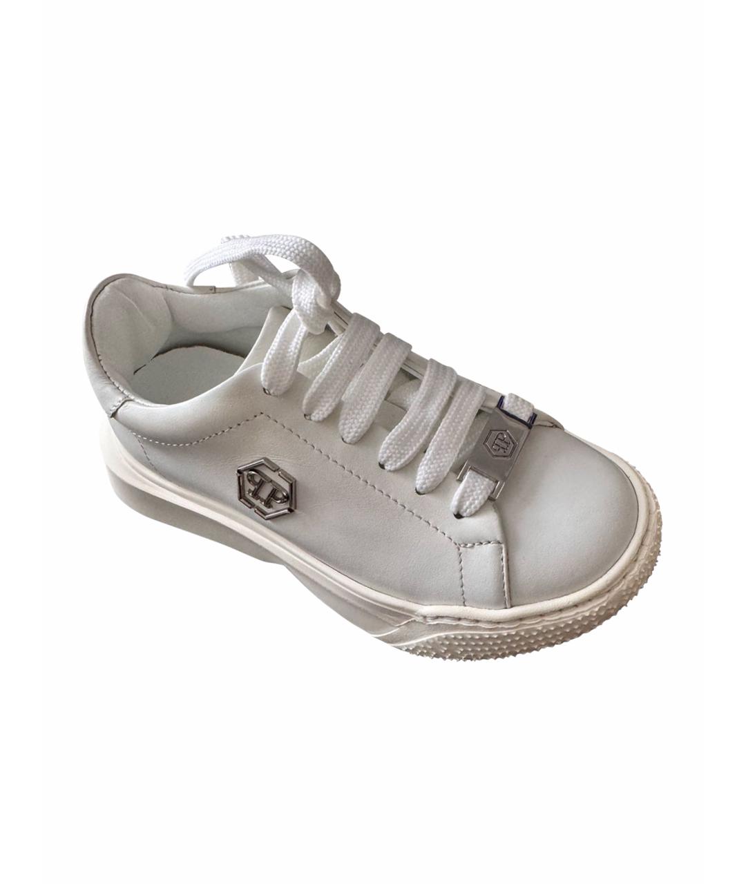 PHILIPP PLEIN Белые кожаные кеды, фото 1