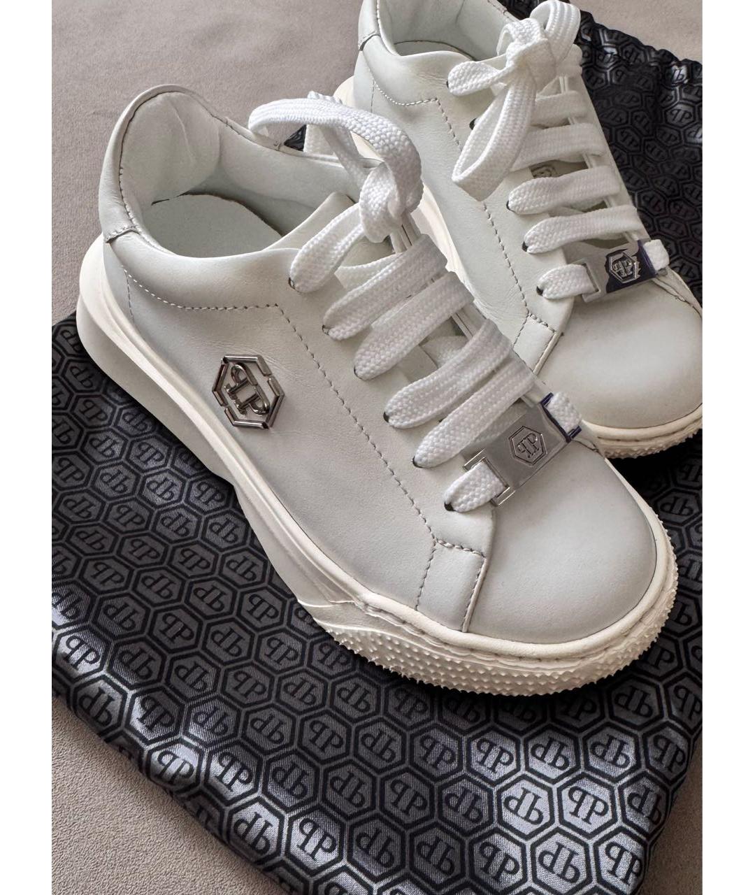 PHILIPP PLEIN Белые кожаные кеды, фото 8