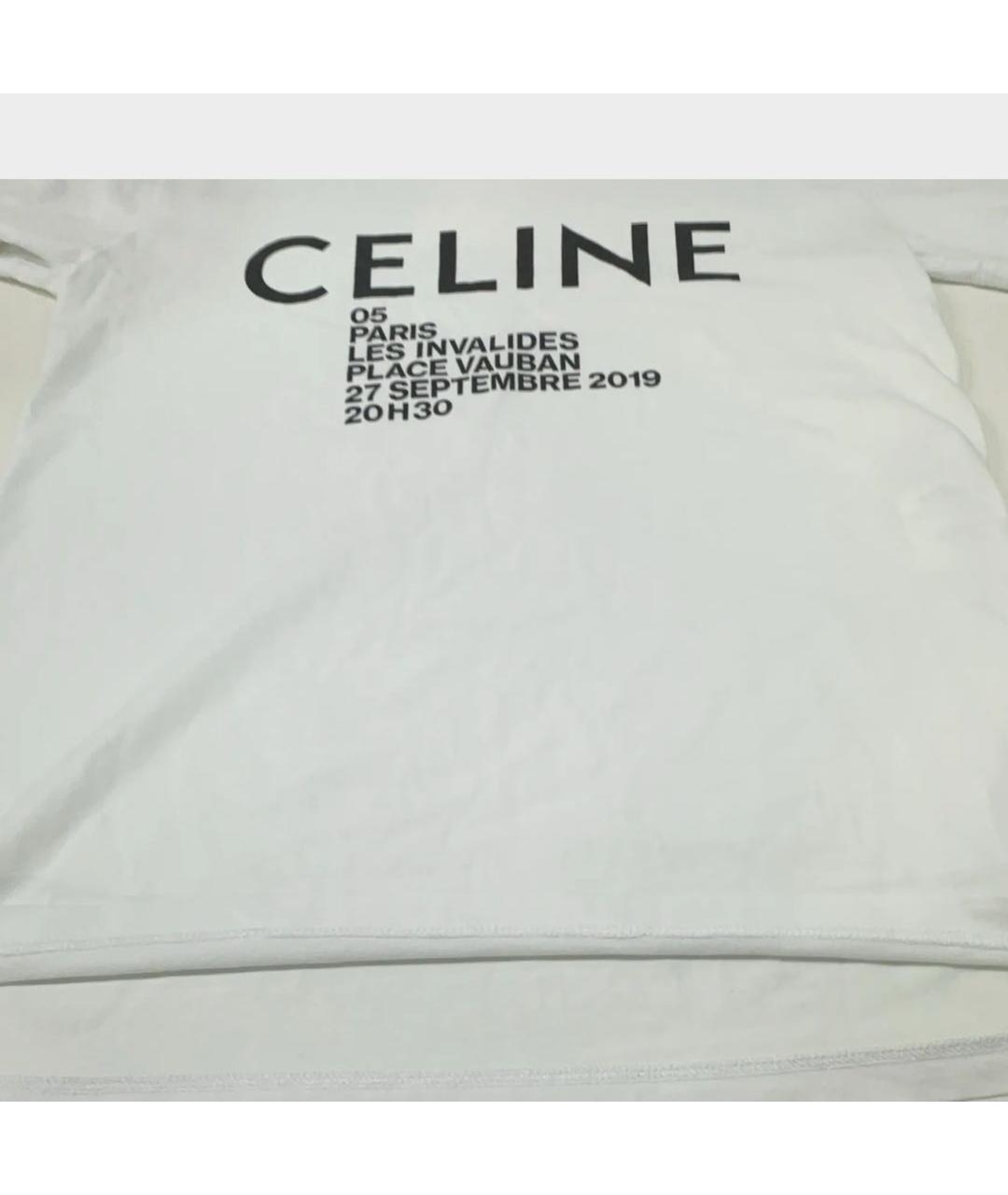 CELINE Белая хлопковая футболка, фото 4