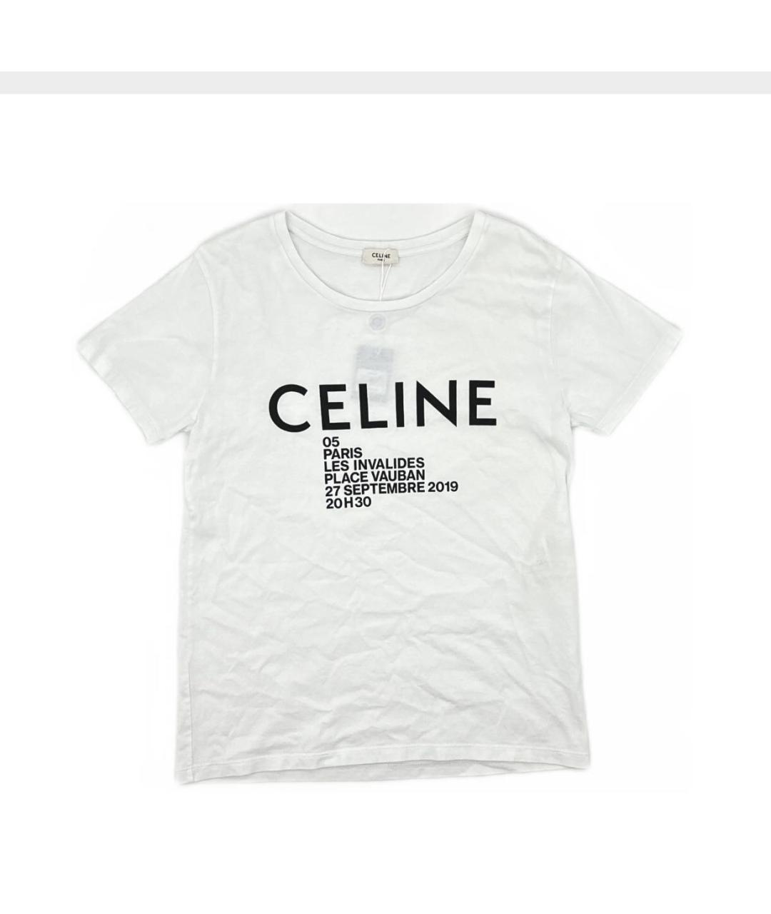 CELINE Белая хлопковая футболка, фото 9