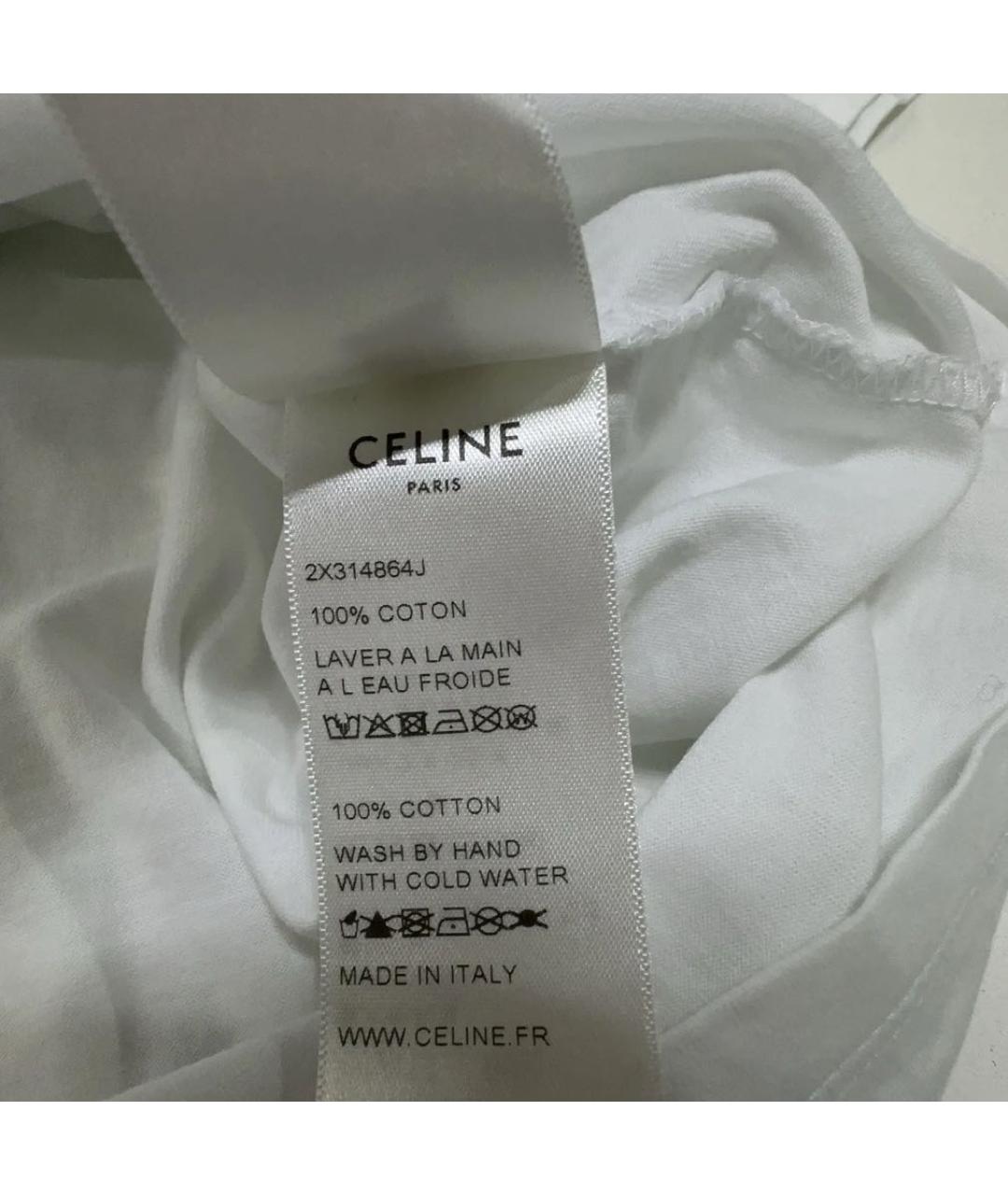 CELINE Белая хлопковая футболка, фото 6