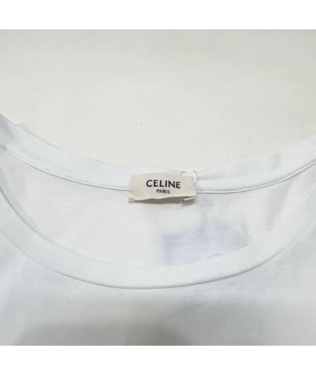 CELINE Белая хлопковая футболка, фото 5