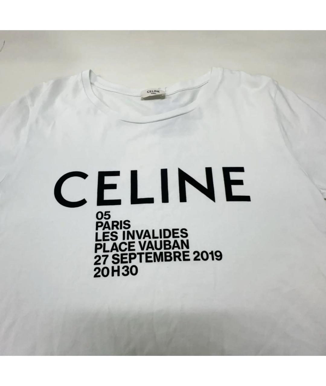 CELINE Белая хлопковая футболка, фото 2