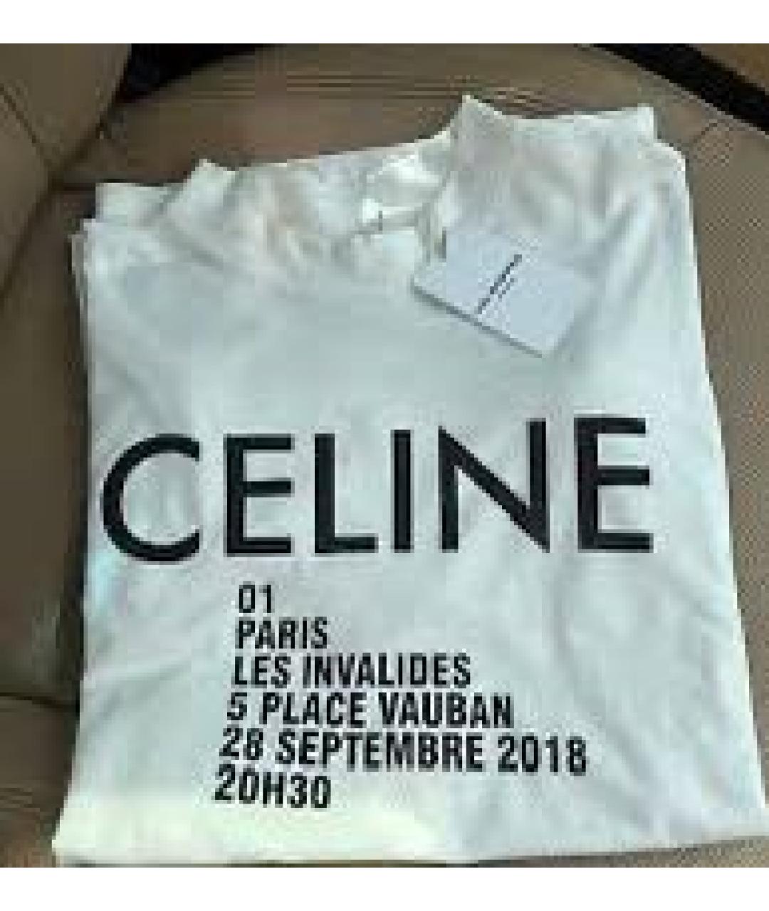 CELINE Белая хлопковая футболка, фото 8