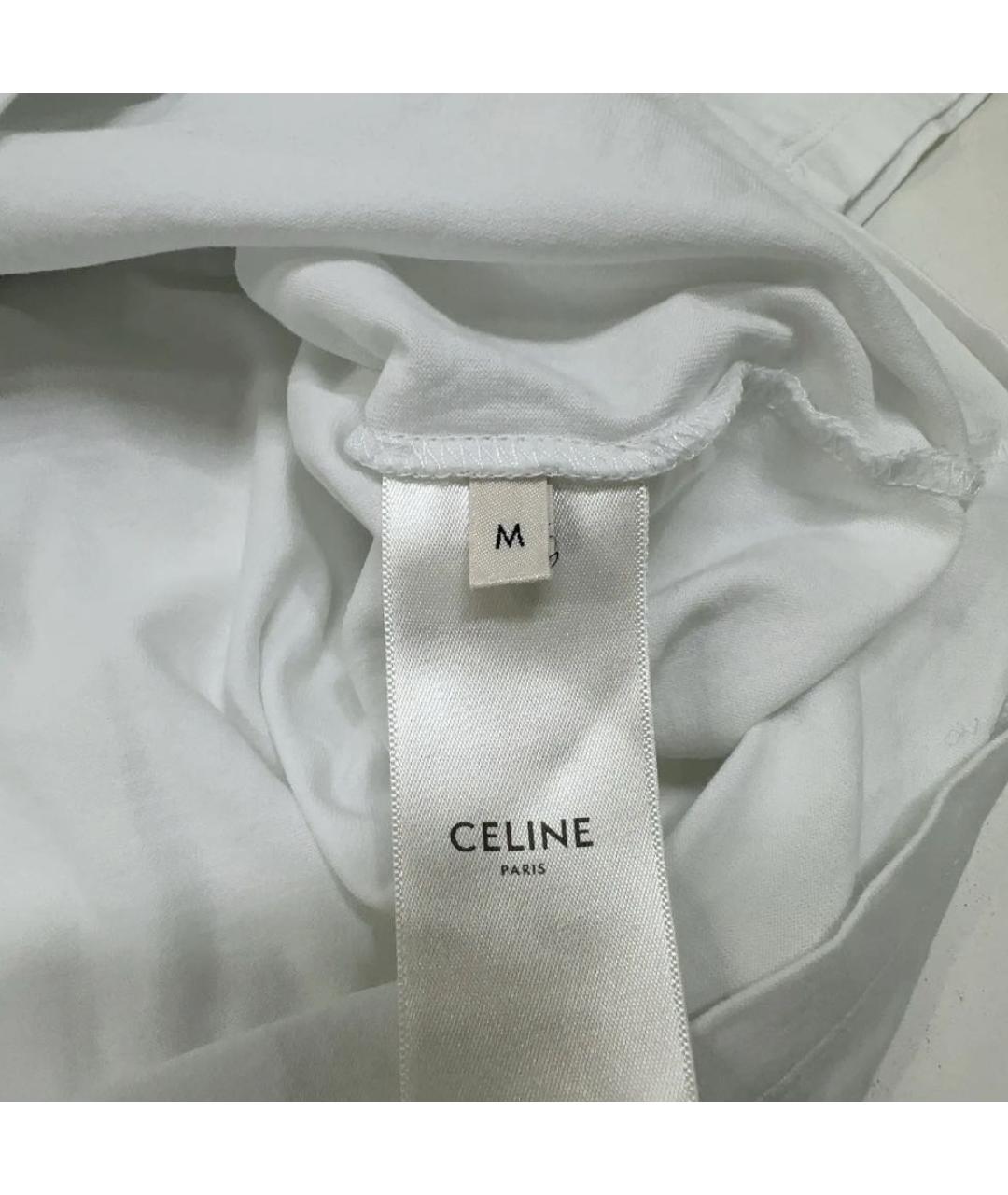 CELINE Белая хлопковая футболка, фото 7