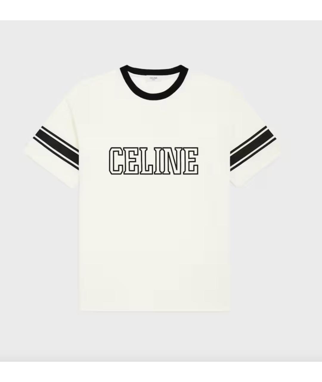 CELINE Белая хлопковая футболка, фото 4