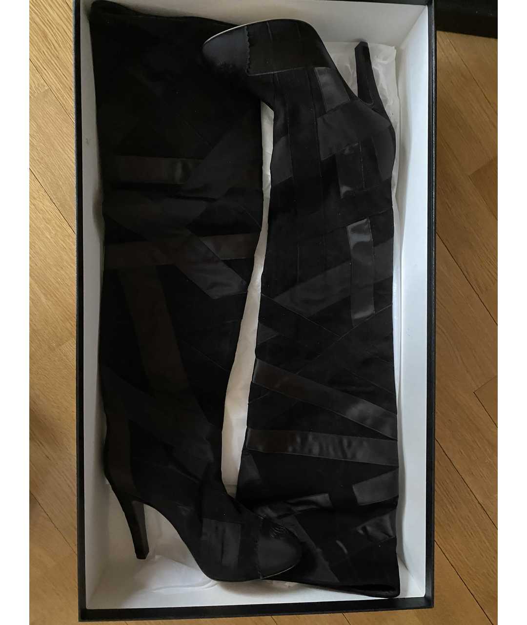 CHANEL PRE-OWNED Черные замшевые сапоги, фото 6