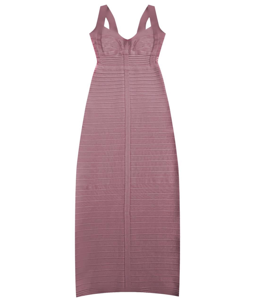 HERVE LEGER Розовое хлопко-эластановое вечернее платье, фото 1