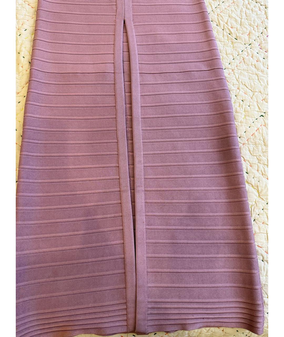 HERVE LEGER Розовое хлопко-эластановое вечернее платье, фото 4