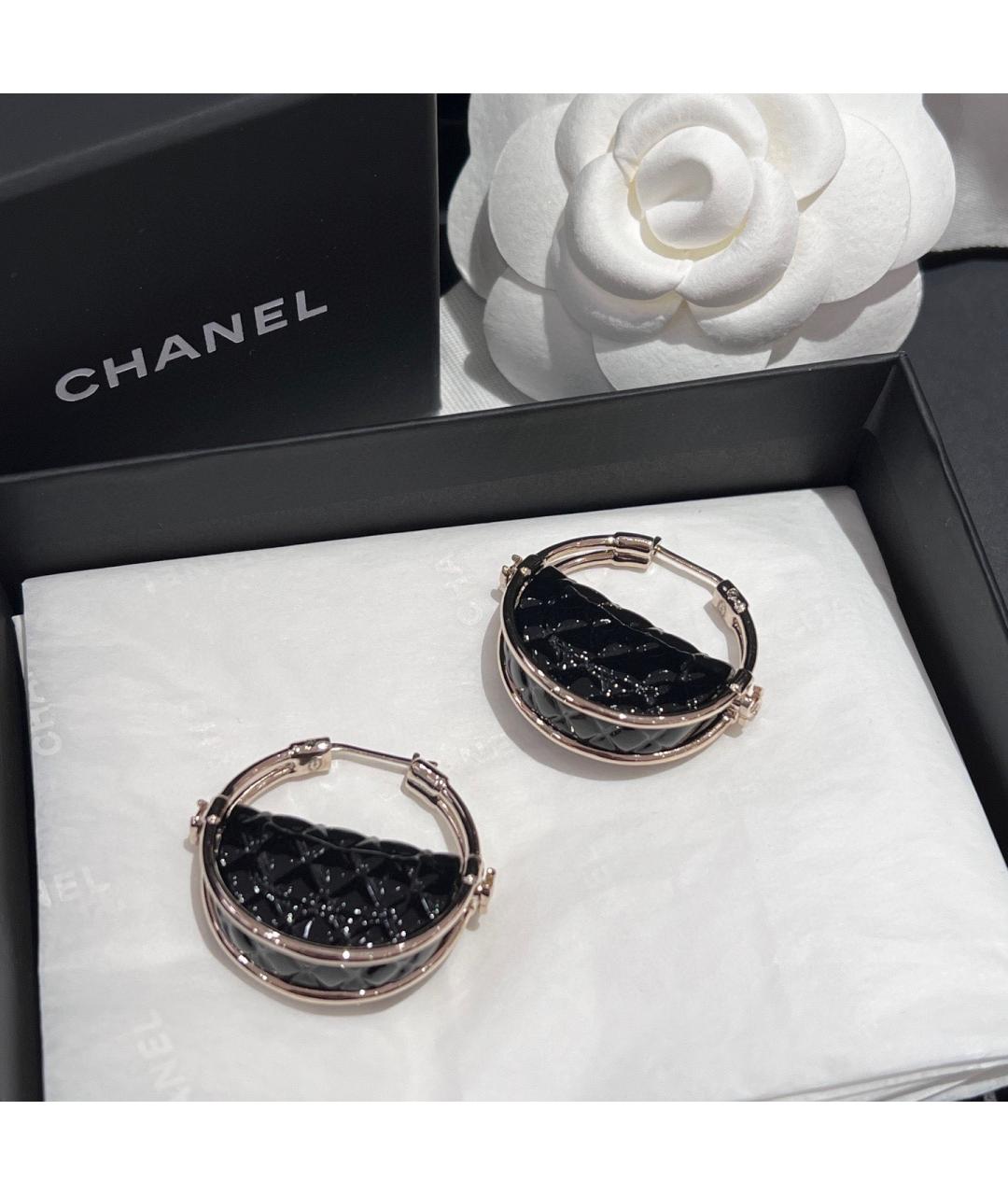 CHANEL Черные серьги, фото 5