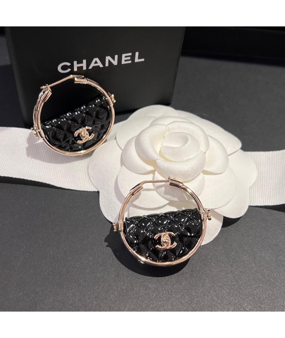 CHANEL Черные серьги, фото 3