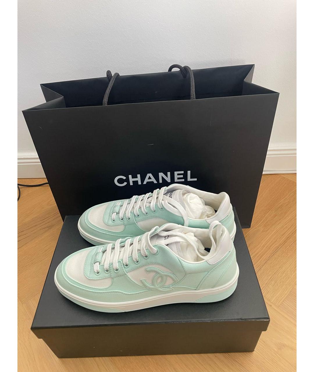 CHANEL Бирюзовые текстильные кеды, фото 2