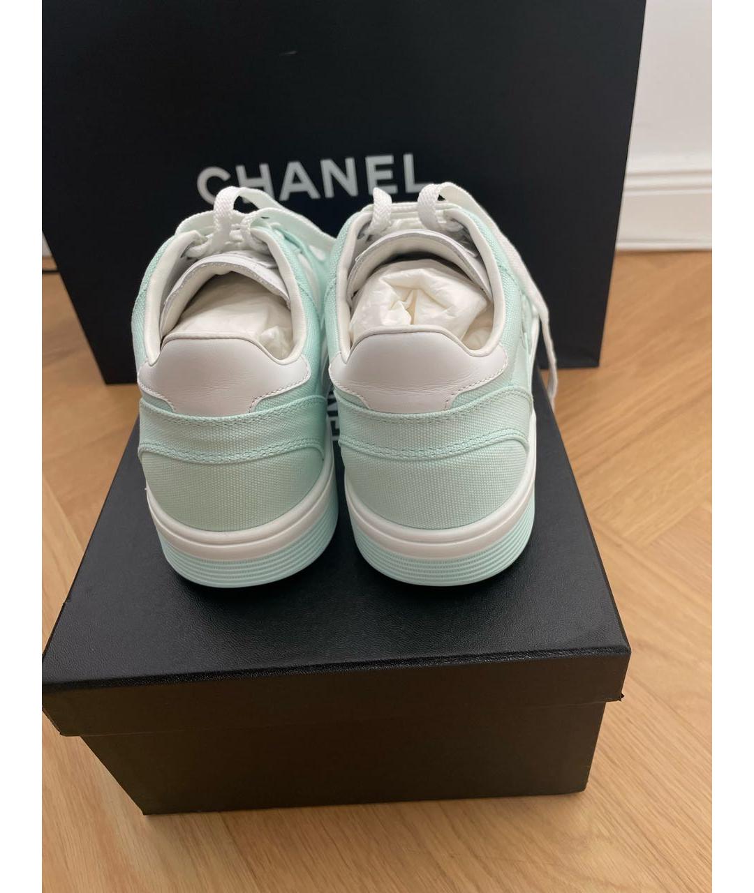 CHANEL Бирюзовые текстильные кеды, фото 7