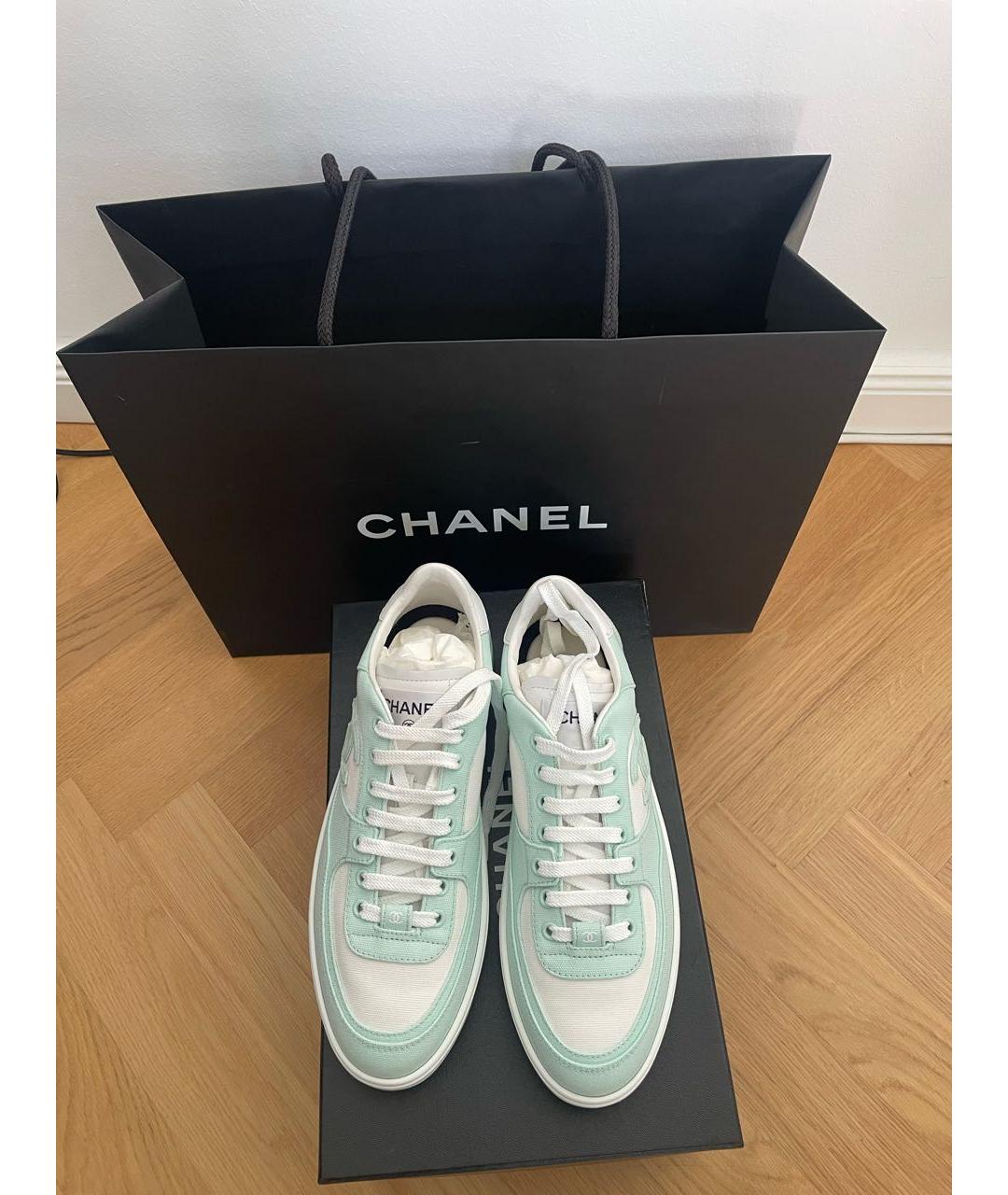 CHANEL Бирюзовые текстильные кеды, фото 3