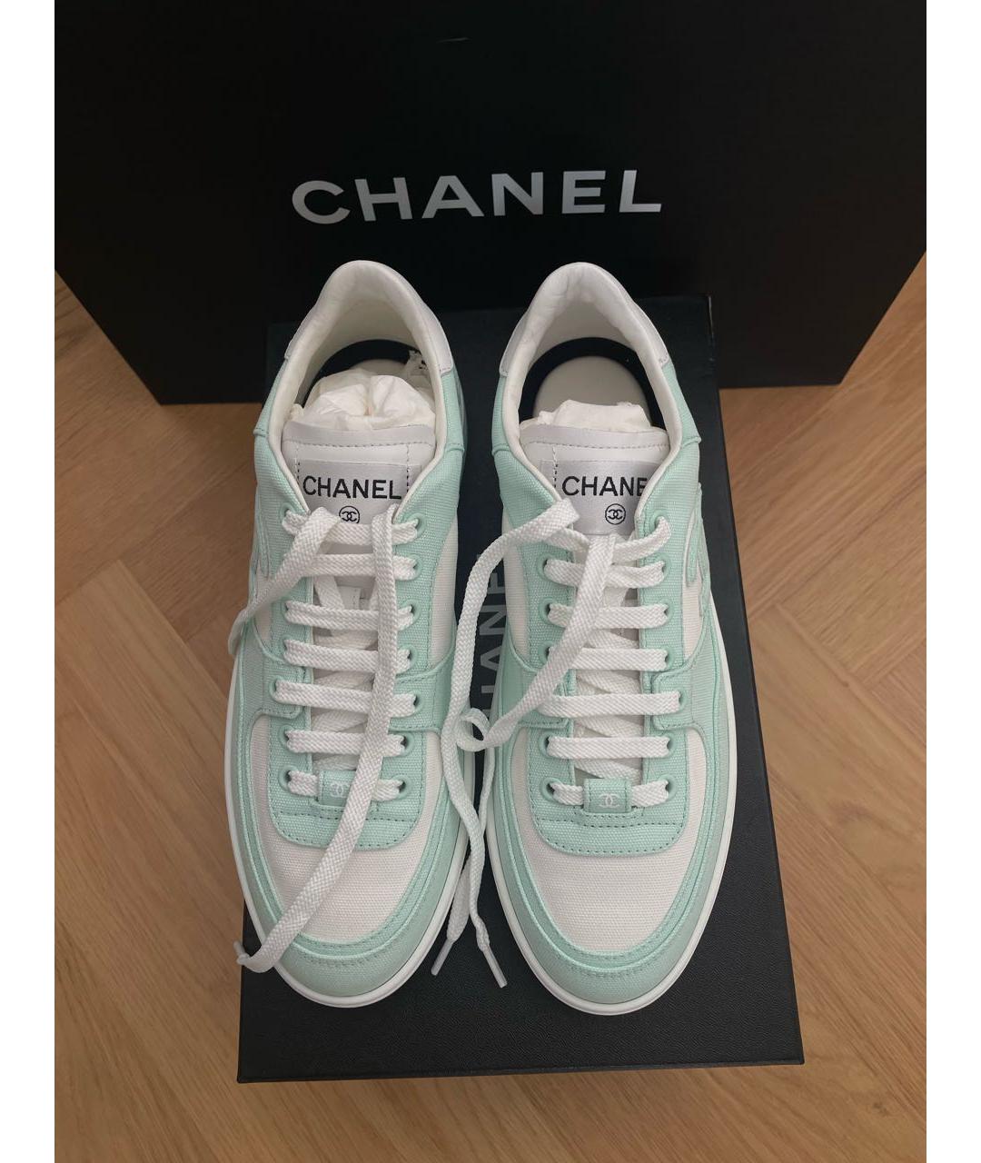 CHANEL Бирюзовые текстильные кеды, фото 5