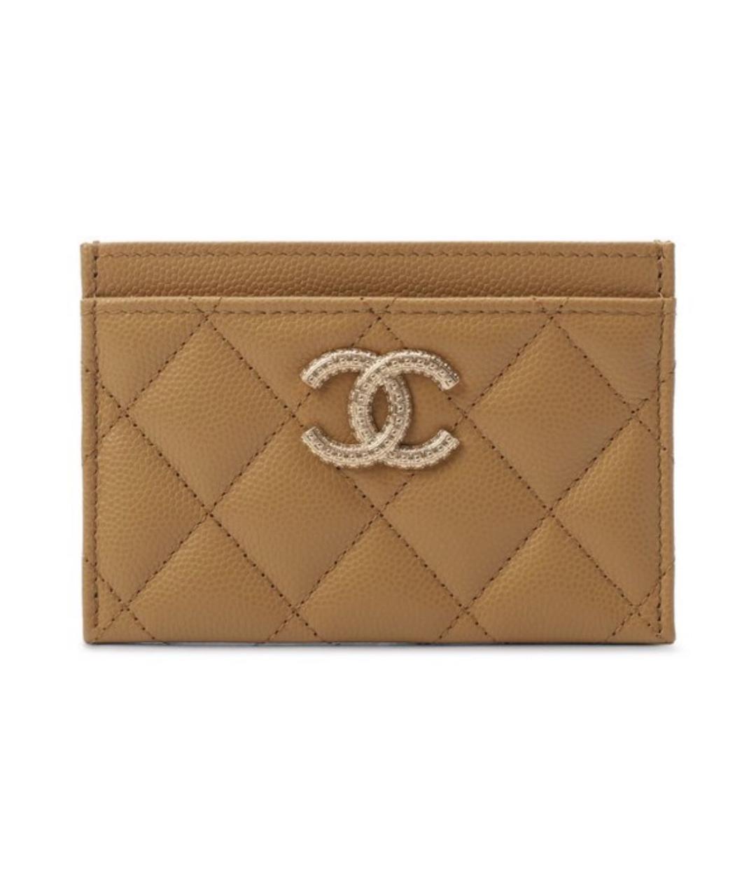 CHANEL Бежевый кожаный кардхолдер, фото 1